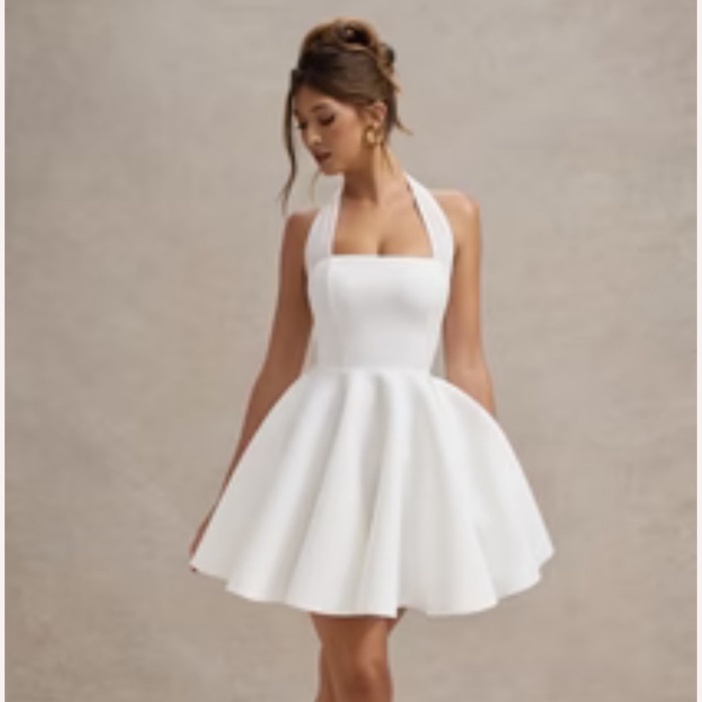 Club L London Peggy | White Halter- Neck Skater - Picture 6 of 6